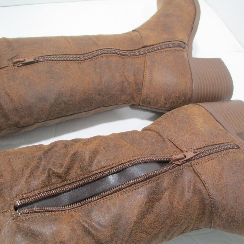 NEW Qupid Over The Knee Boots Brown Faux Suede Size 6 - Picture 7 of 9
